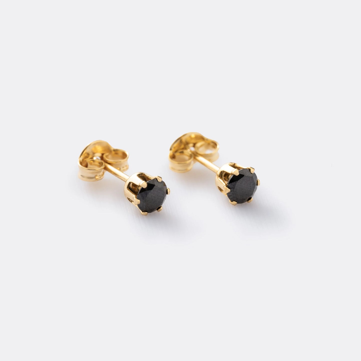 Aretes Topo Circon Redondo Negro