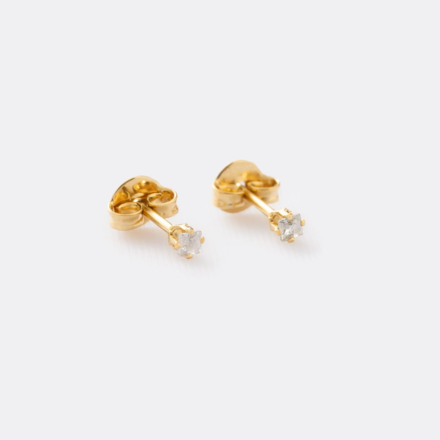 Aretes Topo Mini Circon Cuadrado Cristal