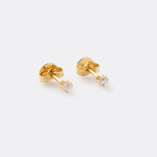 Aretes Topo Mini Circon Cuadrado Cristal