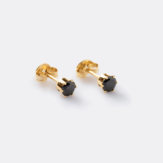 Aretes Topo Circon Redondo Negro